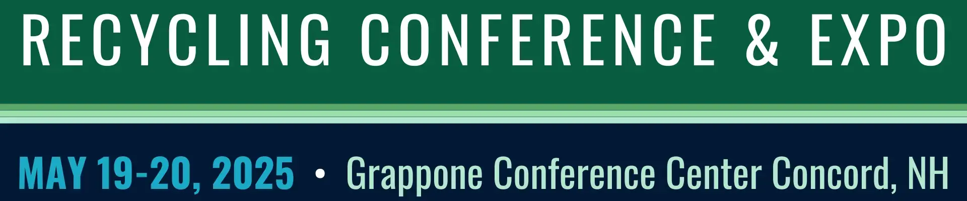 Green and blue background with “recycling conference and expo” text
