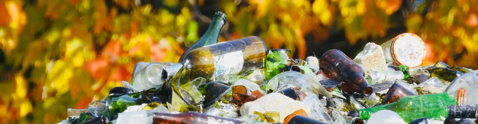 Close up of a glass pile in the fall