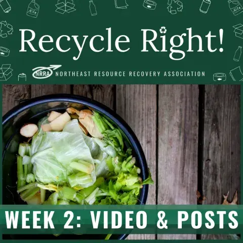 Recycle Right Campaign Week 2 Posts and Video with image of compost in a black bucket