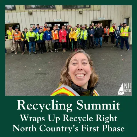 Woman smiling in front of a group of transfer station operators who are also smiling
