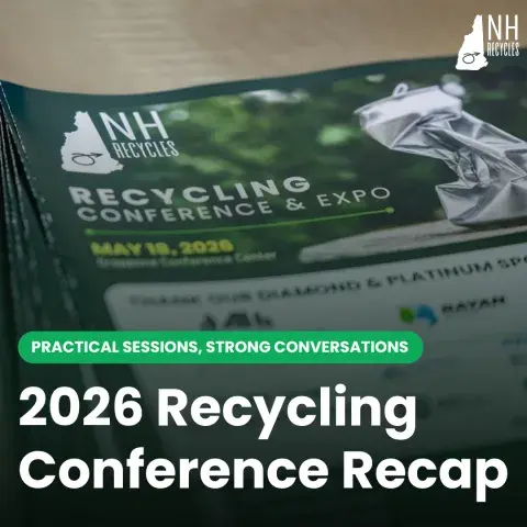 recycling conference program detail with text overlay reading "2026 recycling conference recap"