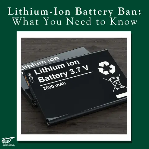Image of two lithium ion batteries with text "Lithium Ion Battery Ban: What you need to know"