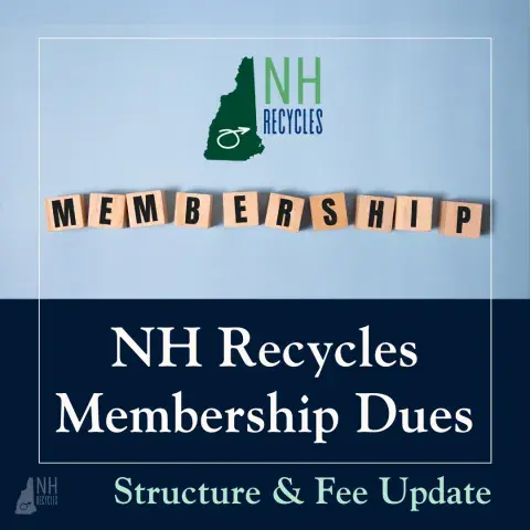 NH Recycles logo and Membership on blue background