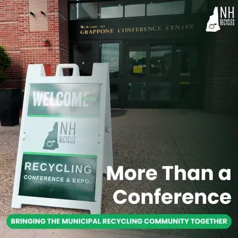 Recycling Conference welcome sign in front of black conference center doors