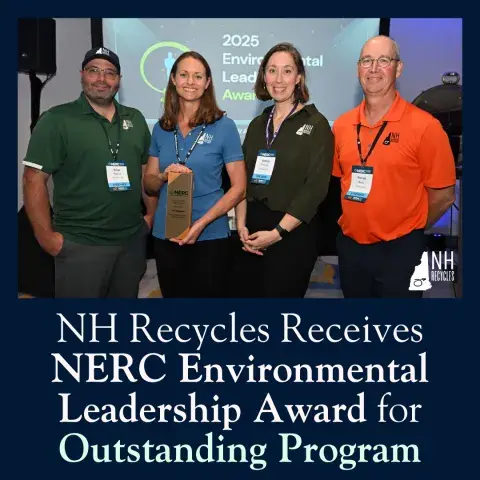 Four smiling NH Recycles Staff with NERC Award