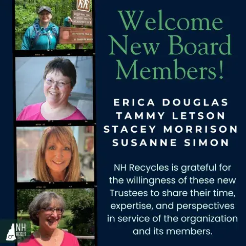 four new smiling board members and welcome text
