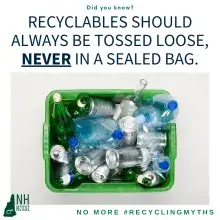 arial view of bin of loose recyclables with text overlay