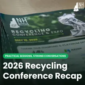 recycling conference program detail with text overlay reading "2026 recycling conference recap"