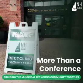 Recycling Conference welcome sign in front of black conference center doors