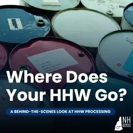 HHW containers with text "Where does your HHW go?"
