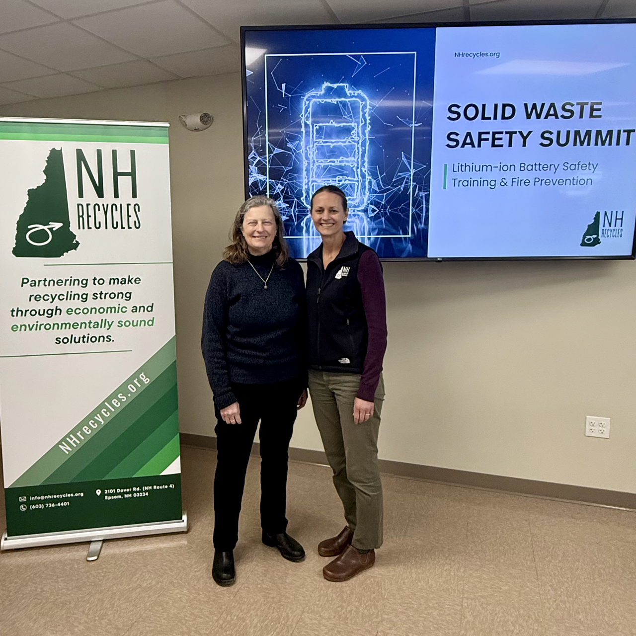 Karen Ebel and Reagan Bissonnette NH Recycles Battery Safety