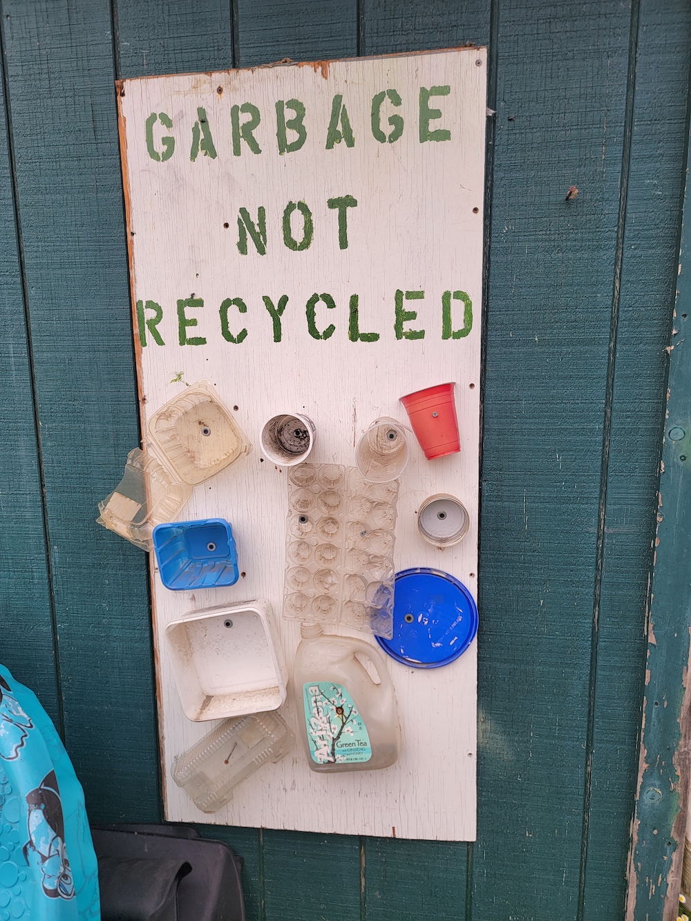 handmade garbage not recycled sign