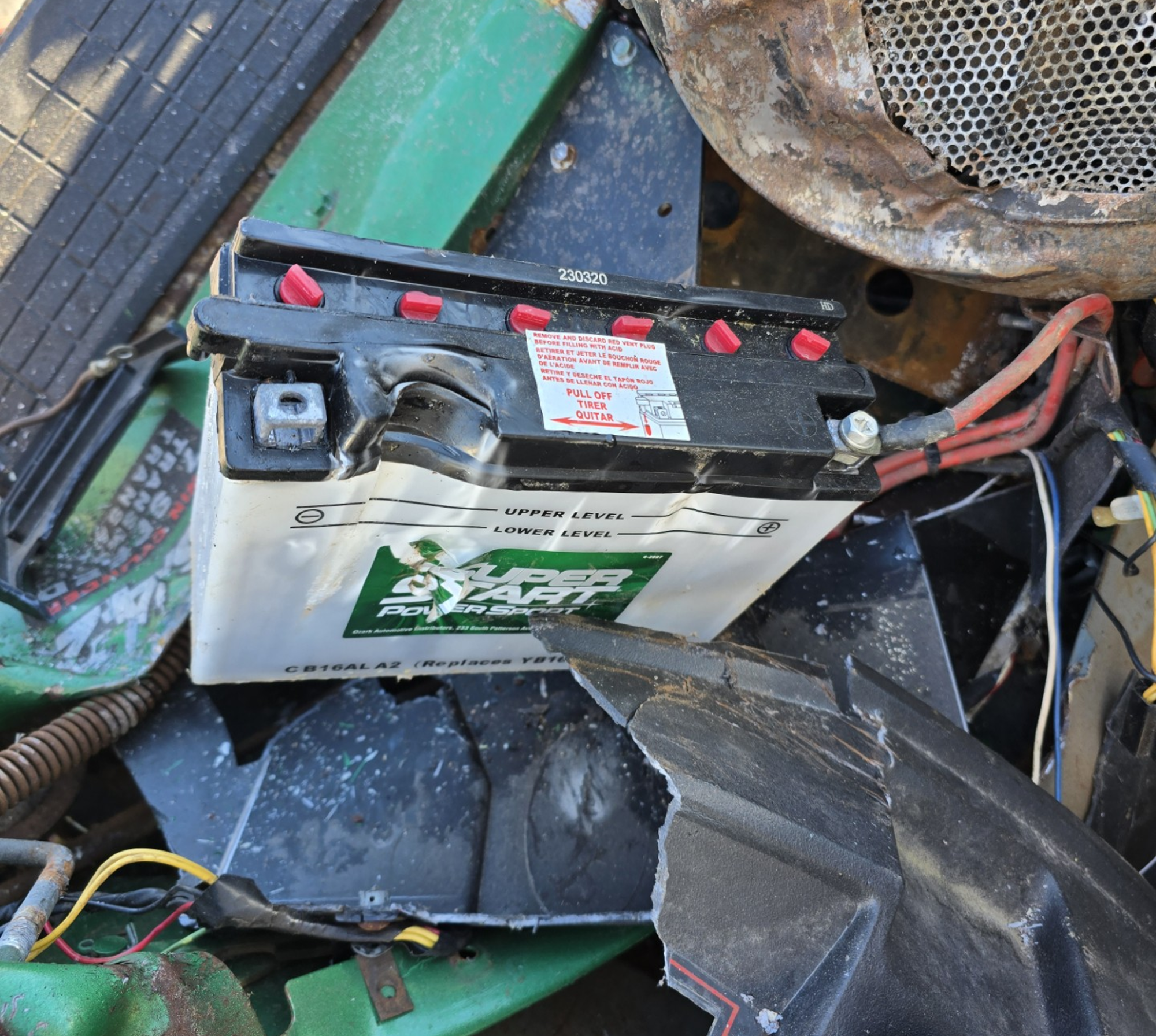 lead acid battery in scrap pile