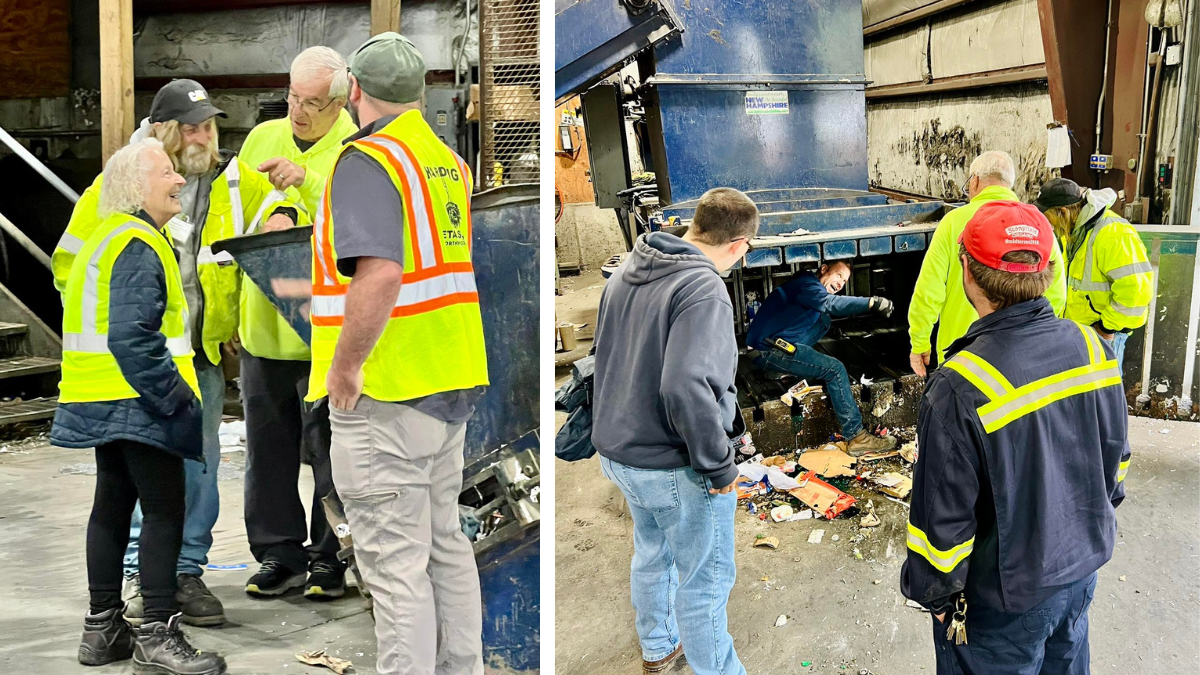 operators checking out a horizontal baler