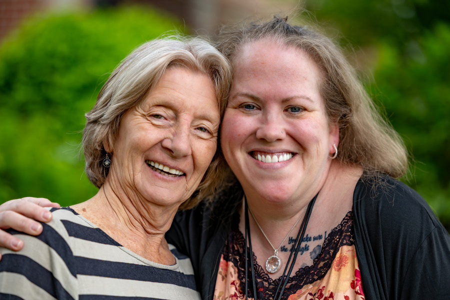 two women smiling