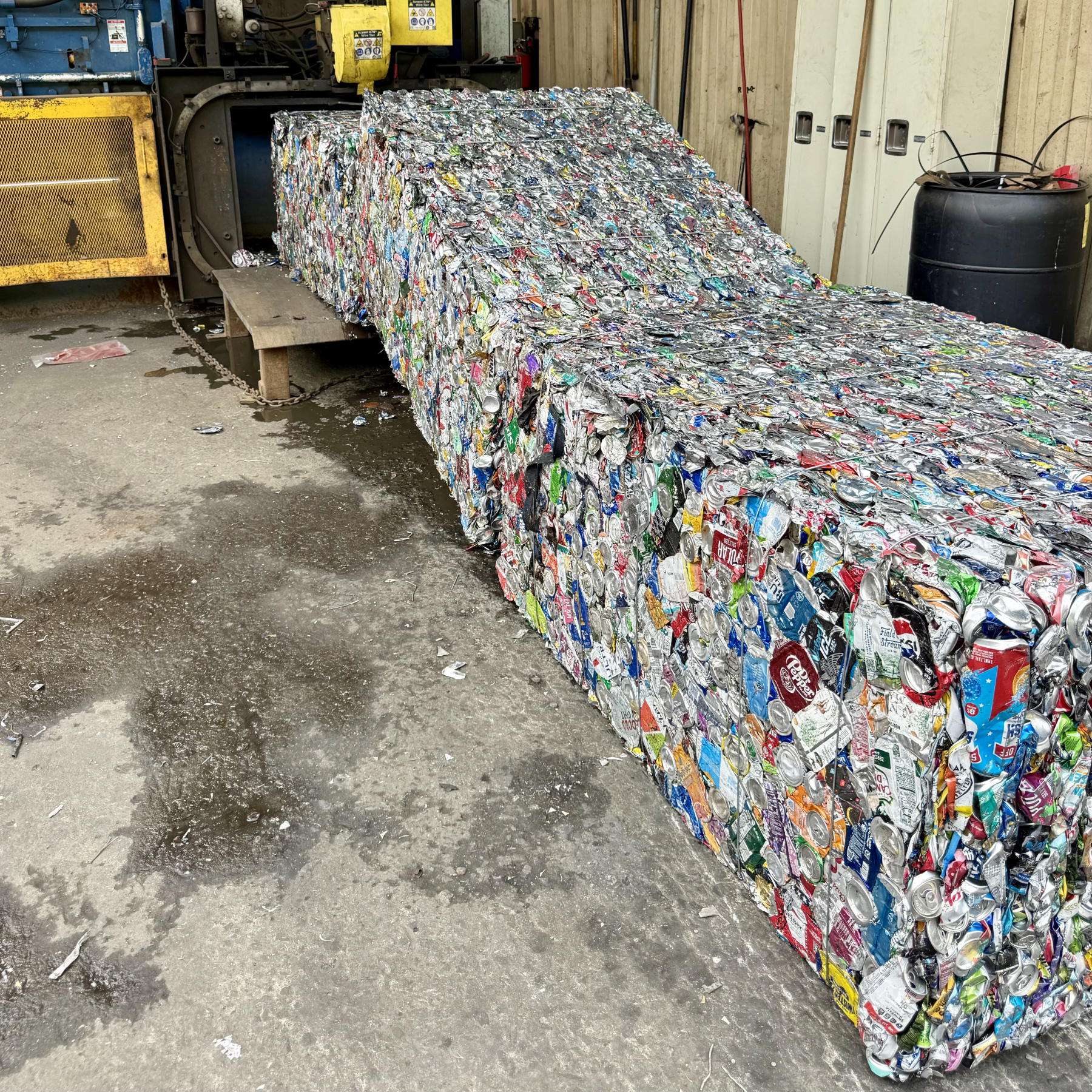 large bales of aluminum cans
