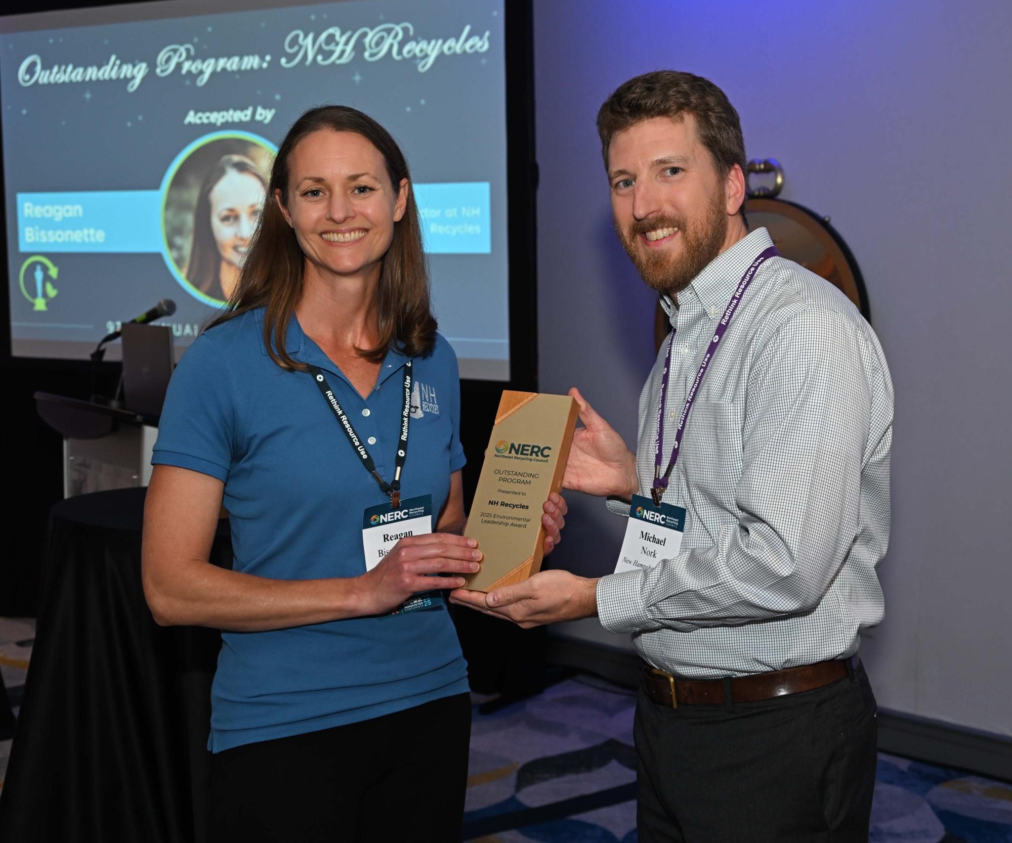 Reagan Bissonnette and Mike Nork with NERC award