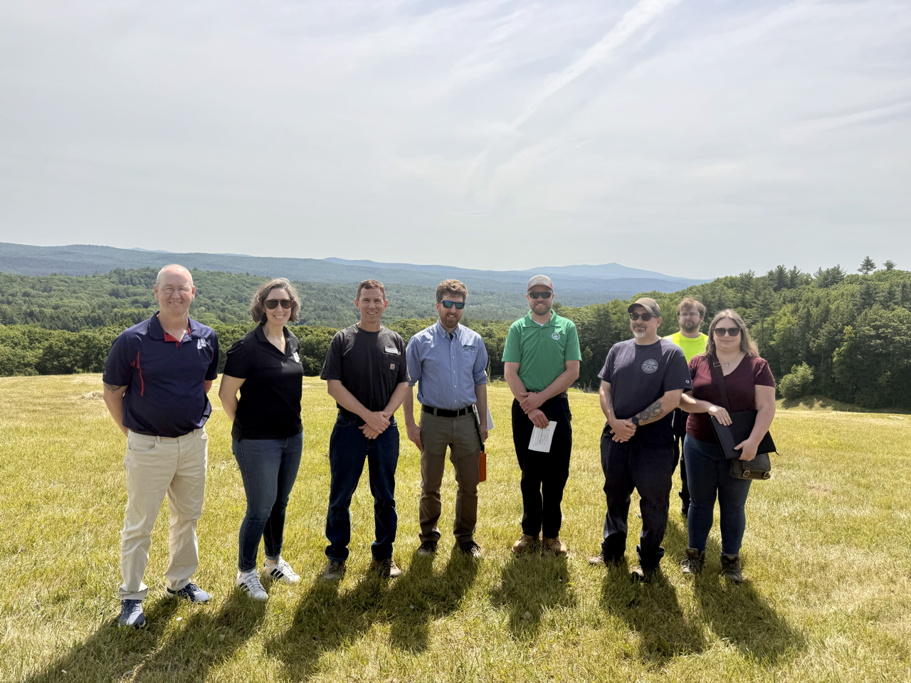 The tour group on top of the Keene capped landfill