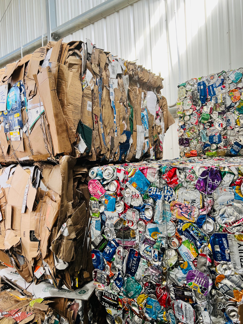 cardboard and aluminum bales