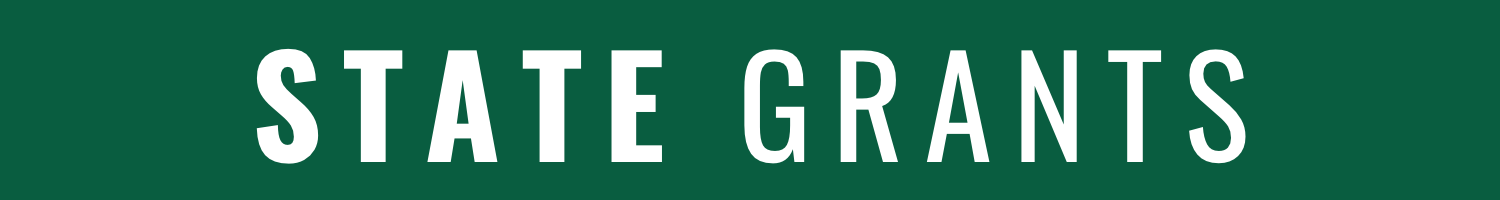 green background with text reading "state grants"