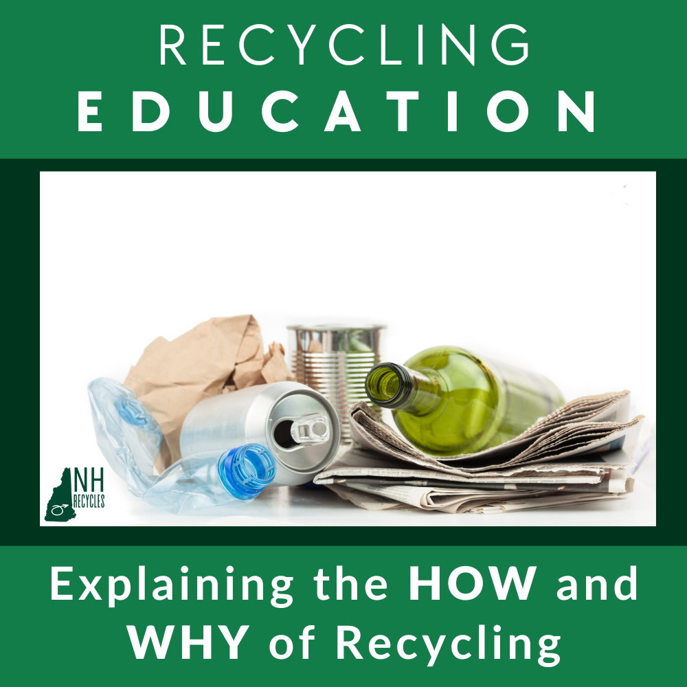 Recycling education with pile of recyclables