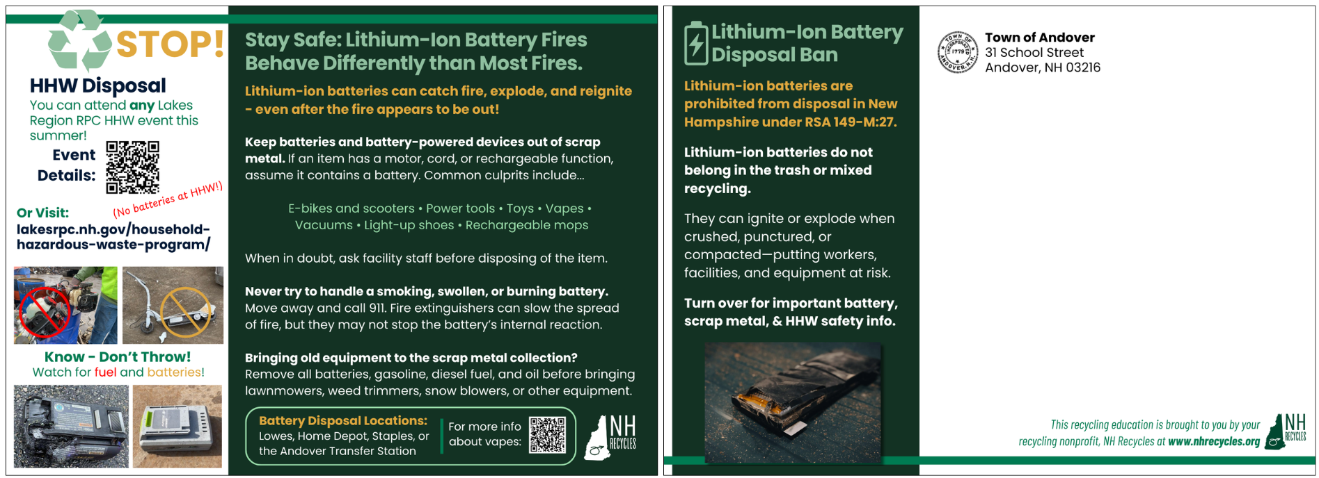 Battery and HHW postcard