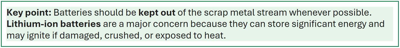 batteries should be kept out of scrap metal