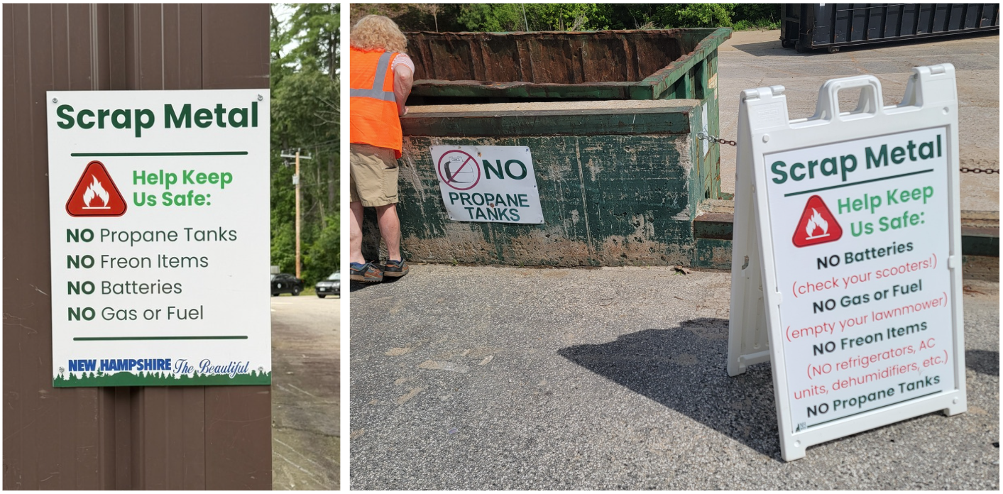 scrap metal signage posted at two transfer stations