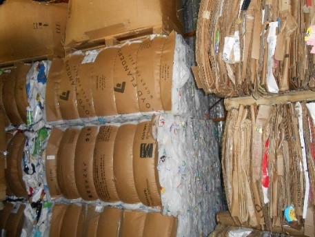 Baled HDPE natural. NOTE: Some NRRA vendors do not accept cardboard headers