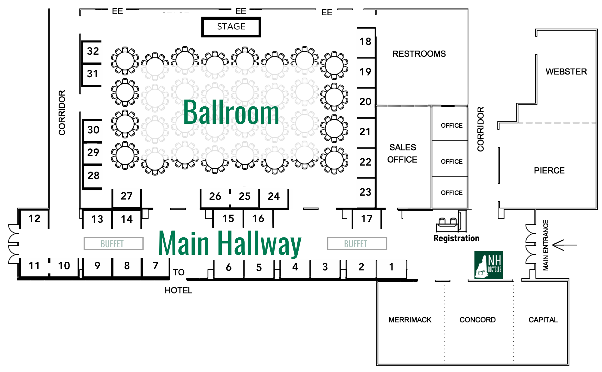 2026 exhibit hall layout for the Recycling Conference & Expo