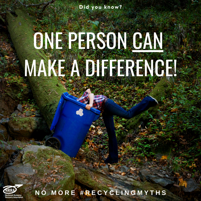 Person diving into a recycling bin